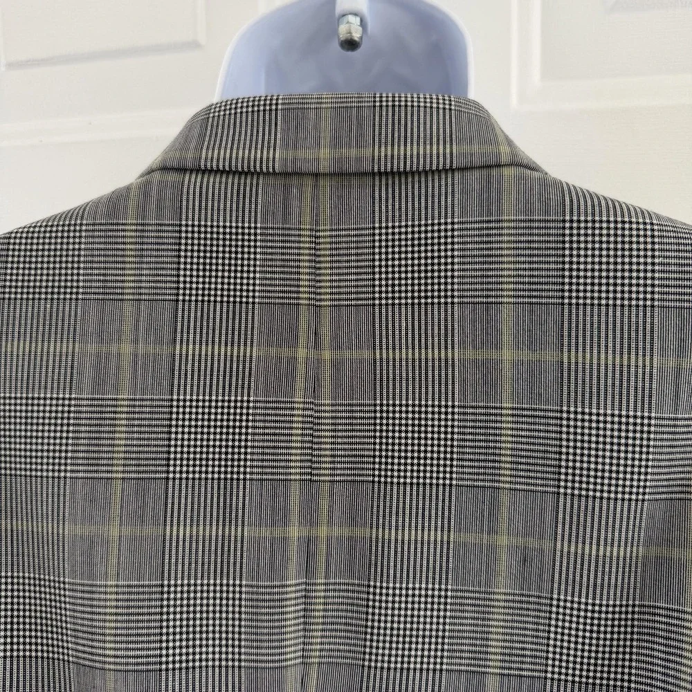 Express Suit Jacket Mens 40R Gray Plaid Wool Blend Extra Slim Stretch Business